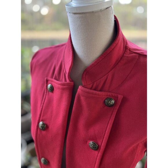Tommy Hilfiger Military Band Open Cotton Jacket Red Button detailed Medium EUC - Picture 3 of 6